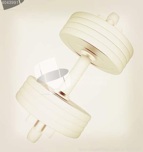 Image of Colorfull dumbbells on a white background. 3D illustration. Vint