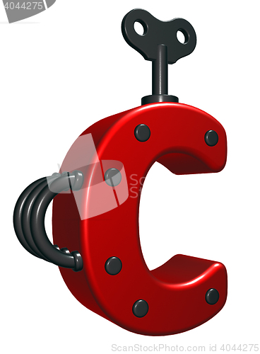 Image of letter c with decorative pieces - 3d rendering