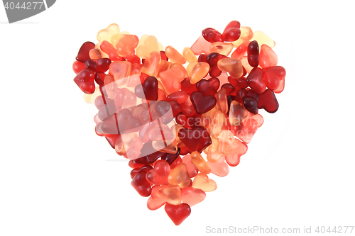 Image of jelly candy hearts as big heart