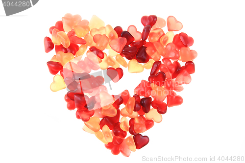 Image of jelly candy hearts as big heart