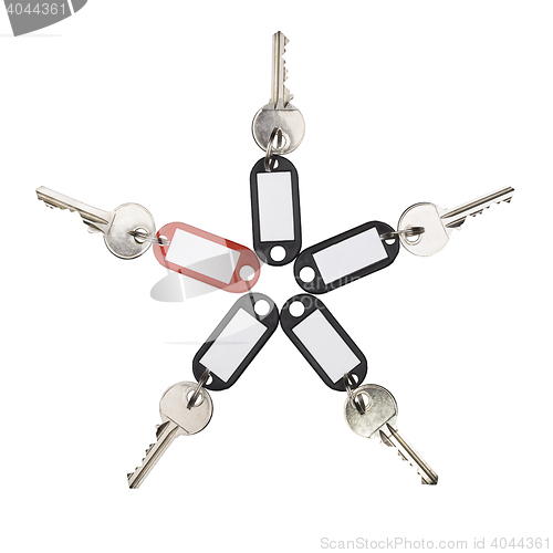 Image of Keys with red and black tags