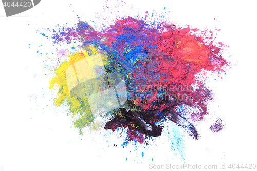 Image of cmyk toner powder (cyan, magenta, yellow, black)