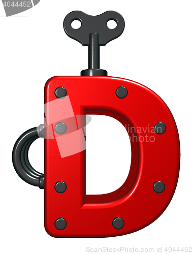 Image of letter d with decorative pieces - 3d rendering