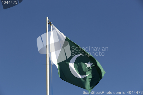 Image of National flag of Pakistan on a flagpole