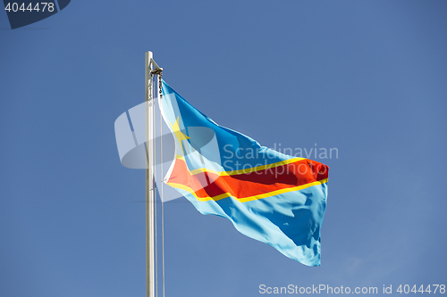 Image of National flag of Congo on a flagpole