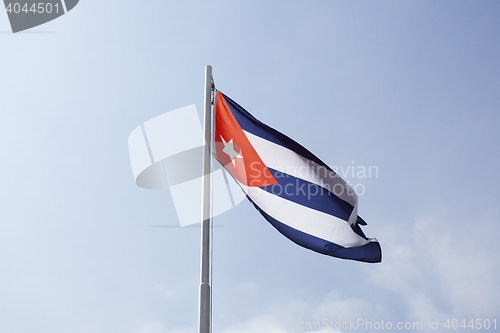 Image of National flag of Cuba on a flagpole