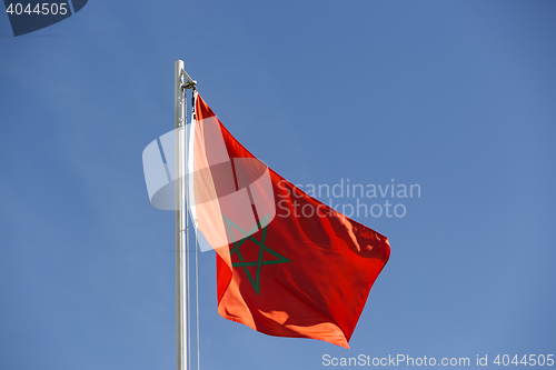 Image of National flag of Morocco on a flagpole