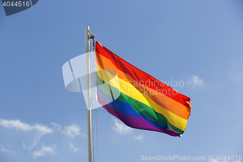 Image of Rainbow flag on a flagpole