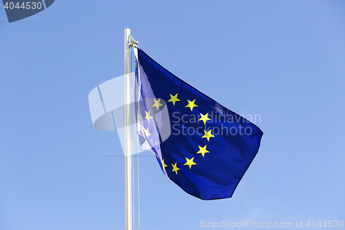 Image of Flag of European Union on a flagpole