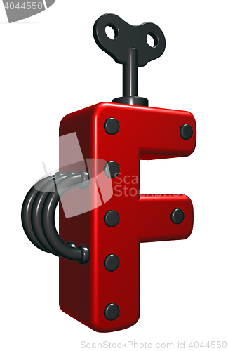 Image of letter f with decorative pieces - 3d rendering