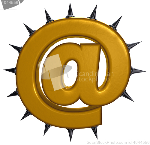 Image of email symbol with prickles on white background- 3d illustration