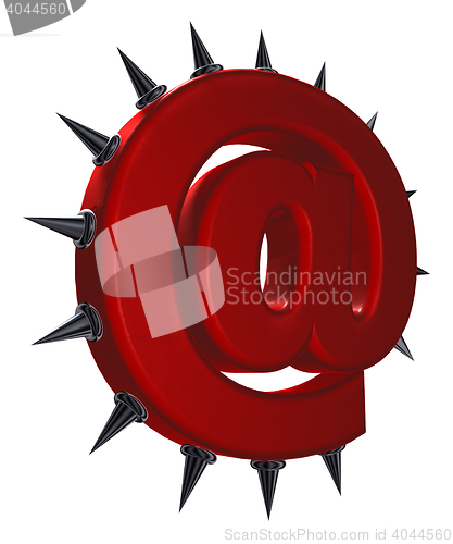 Image of email symbol with prickles on white background- 3d illustration