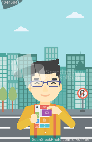 Image of Man with modular phone vector illustration.