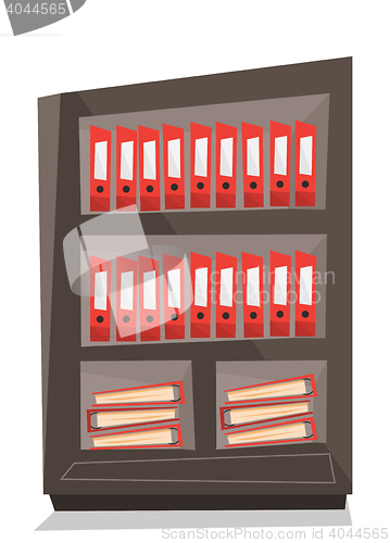 Image of Office shelves with folders vector illustration.