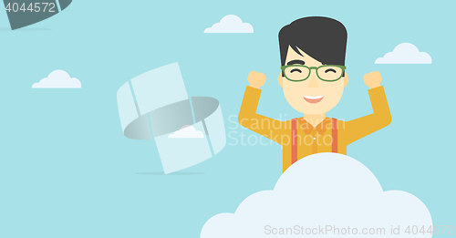 Image of Man sitting on cloud vector illustration.