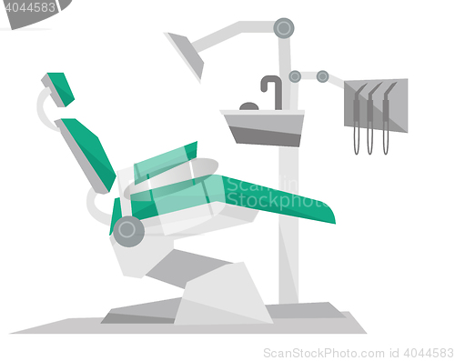 Image of Dental chair with instruments and tools.