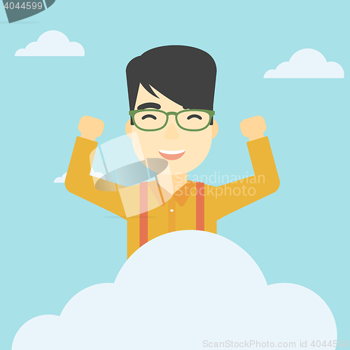 Image of Man sitting on cloud vector illustration.