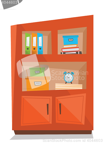 Image of Office shelves with folders vector illustration.