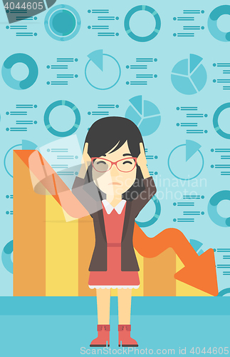 Image of Bankrupt clutching her head vector illustration.