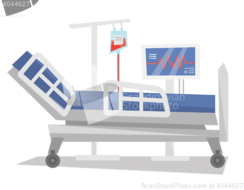 Image of Hospital bed with medical equipments vector illustration.