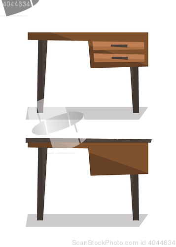 Image of Wooden desk with drawers vector illustration.