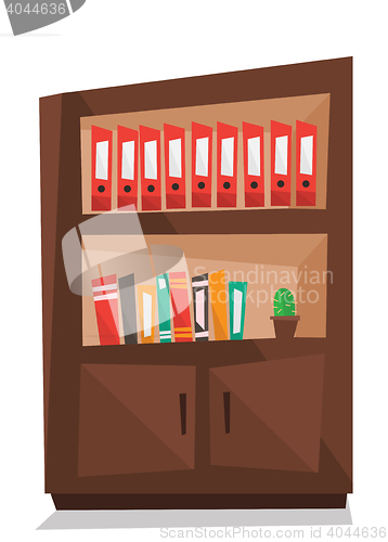 Image of Office shelves with folders vector illustration.