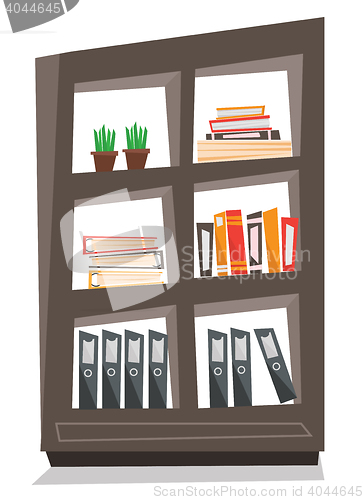 Image of Office shelves with folders vector illustration.