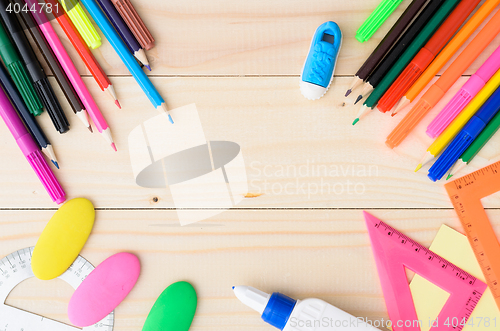 Image of School stationery with notebook copyspace