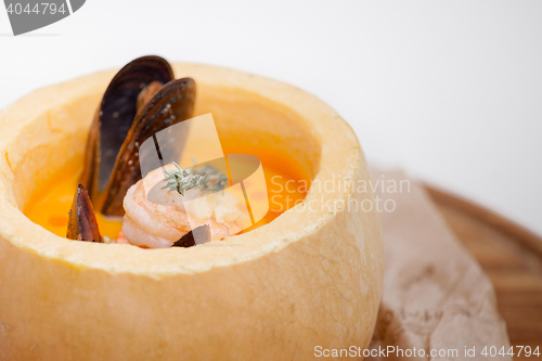 Image of pumpkin soup served