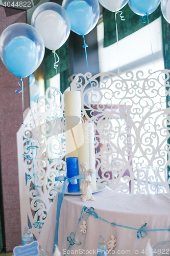 Image of Blue and white candles