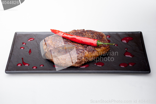 Image of grilled steak with pepper