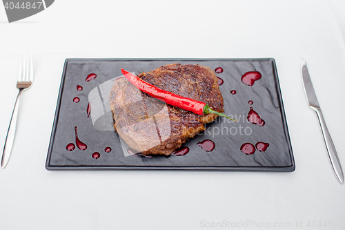 Image of grilled steak with pepper