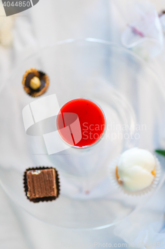Image of Liquor and candies on a plate