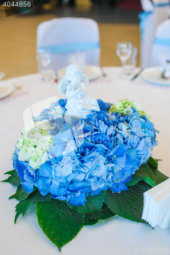 Image of Blue White Hydrangea Table Setting