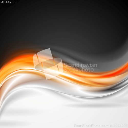 Image of Shiny orange grey wave background