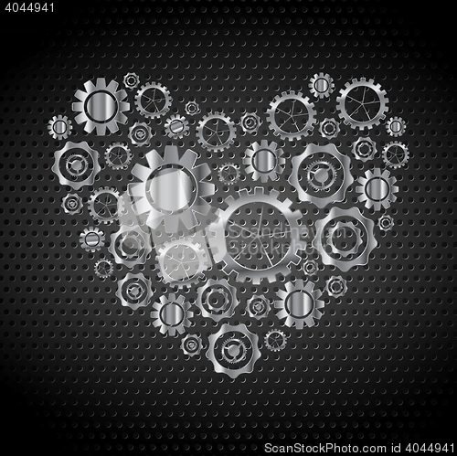 Image of Love heart from tech metallic gears