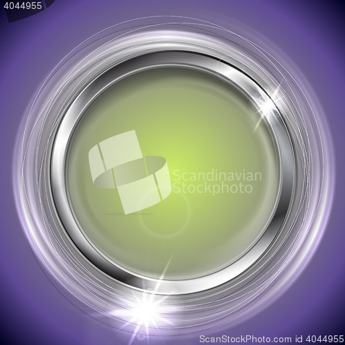 Image of Bright shiny background with metal circle frame