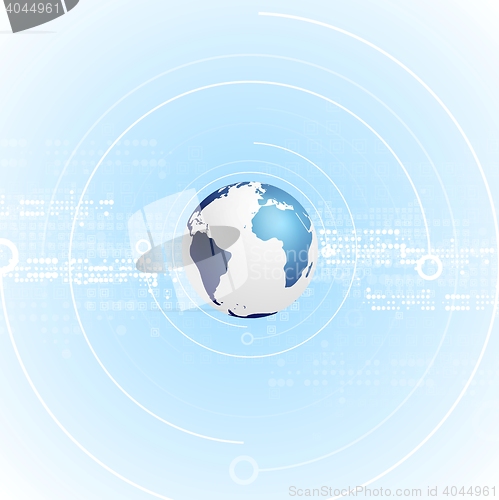 Image of Light blue tech background with globe