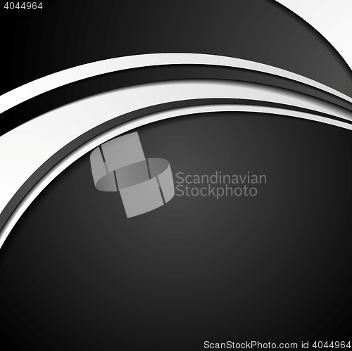 Image of Black and white abstract corporate wavy background