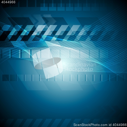 Image of Blue tech background with wavy lines
