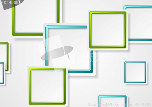 Image of Bright green and blue geometric squares design