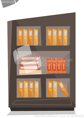 Image of Office shelves with folders vector illustration.