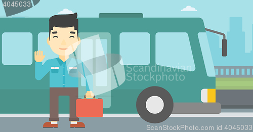 Image of Man travelling by bus vector illustration.