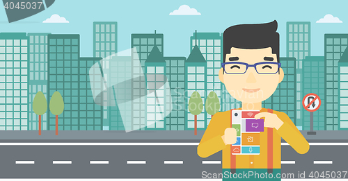 Image of Man with modular phone vector illustration.