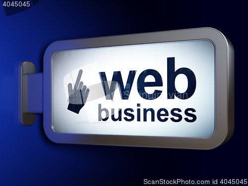 Image of Web design concept: Web Business and Mouse Cursor on billboard background