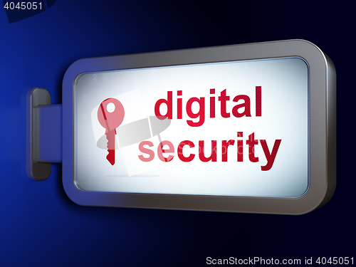 Image of Security concept: Digital Security and Key on billboard background