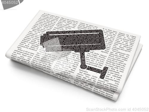 Image of Privacy concept: Cctv Camera on Newspaper background