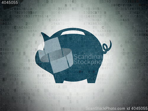 Image of Currency concept: Money Box on Digital Data Paper background