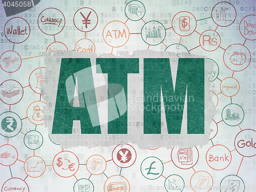 Image of Banking concept: ATM on Digital Data Paper background