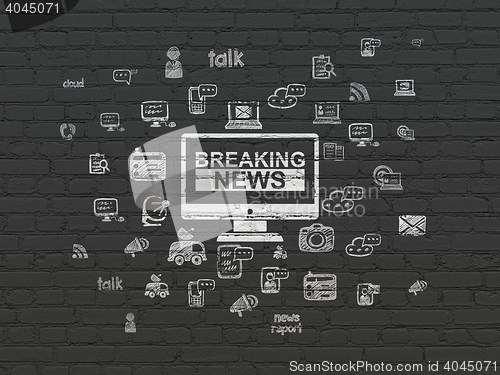 Image of News concept: Breaking News On Screen on wall background
